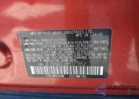 2011 Subaru Forester 2.5X Limited z USA, uszkodzony, nr VIN JF2SHAEC2BH727852